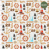Lighthouse Anchor Flashlight Compass Rope Pattern Digital Printed Fabric